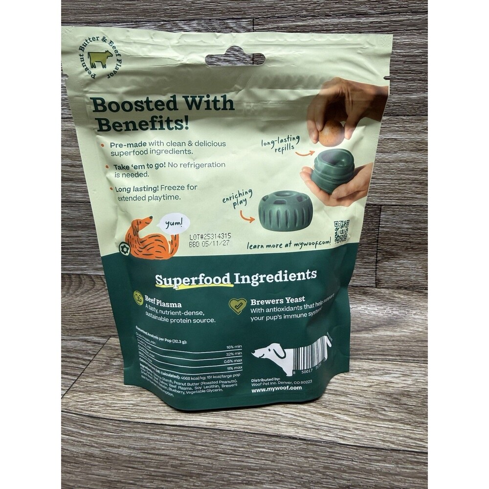 2 Packs Woof Pupsicle Refill Pops - Low-Mess Dog Snack Peanut Butter & Beef Lg - Picture 7 of 10